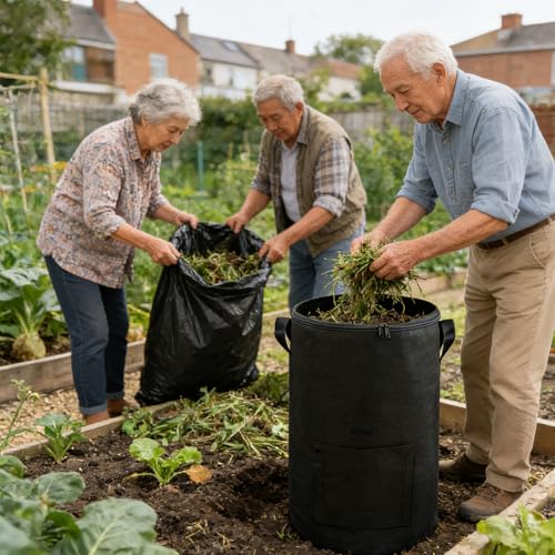 Grand sac à compost noir en feutre robuste de qualité supérieure pour extérieur - 3