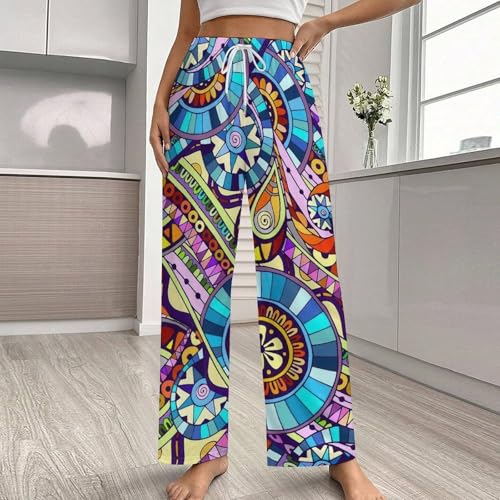 Pajama Pants for Men Women Novelty Couple Home PJ Bottoms Sleepwears Gifts Mosaic Tribal Doddle2