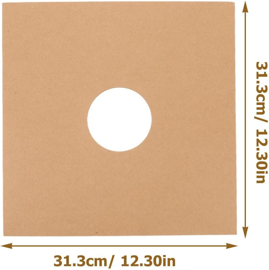 4pcs Inch Vinyl Record Sleeves Thick Paper Protective Sleeves | Kraft Paper Outer Jackets, Perforated Ventilation Holes, Right-angle Design for Organized Storage and Carrying