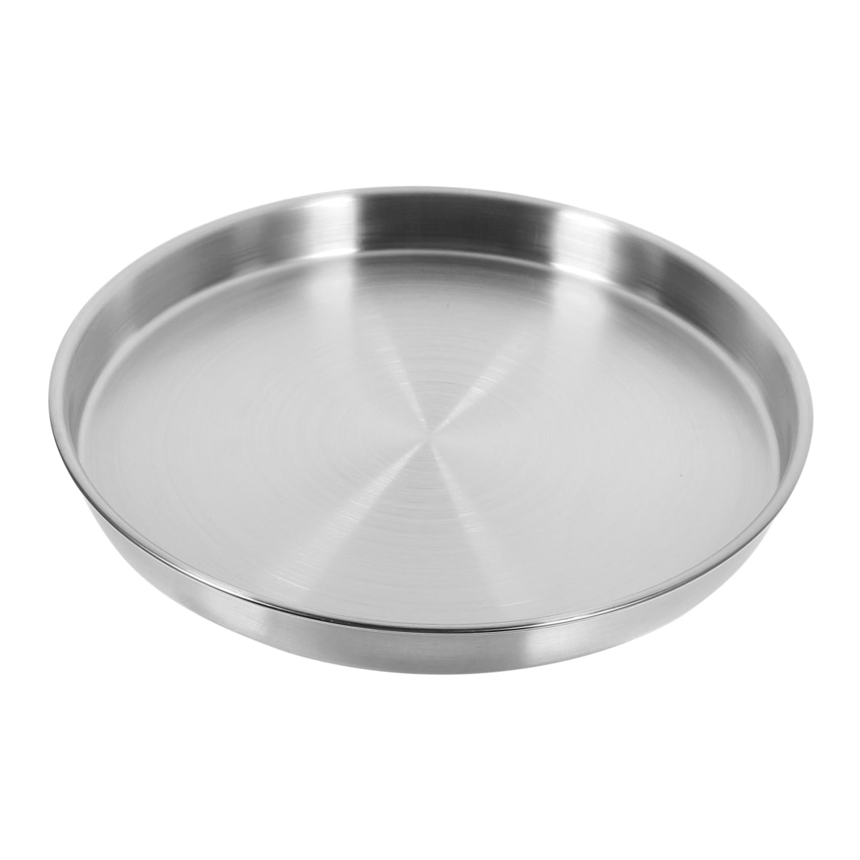 MUCKLILY Stainless Steel Tray Portion Control Plate Dinner Plates Camping Plate Outdoor Tableware Camping Cookware Small Large Steel Plates Color Circle Serving 304 Stainless Steel Silver
