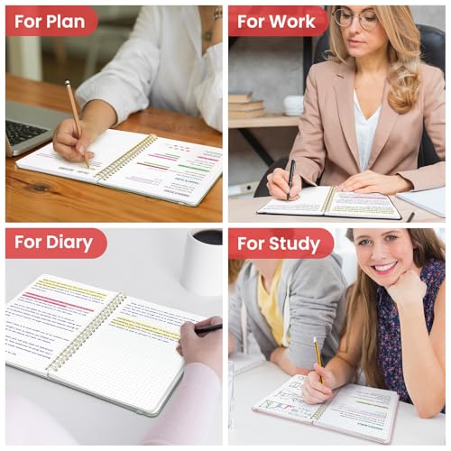 Image of Taja Graph Spiral Journal Notebook for Women & Men, 140 Pages, Graph Paper Hardcover Notebook for Planning & Tracking, Journals for Graphing, A5(5.7 inch x 7.9 inch) - Pink