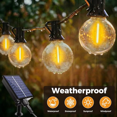 litogo Solar Festoon Lights Outdoor,13M/43FT 8 Remote Control Modes Solar String Light Outdoor Garden USB Rechargeable IP44 Waterproof with 15+1 LED G40 Bulbs for Garden Patio Party Gazebo Pergola - Image 5