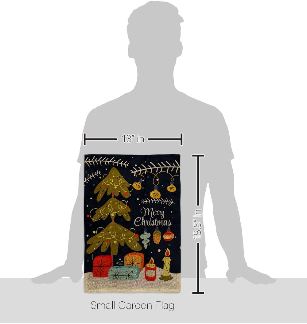 Christmas Vibes Burlap Garden Flag Wintertime Santa Marry Xmas Present Reindeer Season Snow House Decoration Banner Small Yard Gift Double-Sided, Made in USA