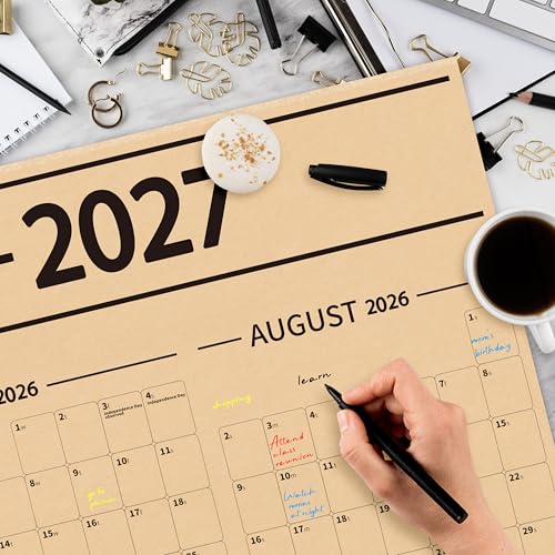 Image of GuassLee Large Yearly Wall Calendar 2026-2027, Full Year Calendar One Page, Jun 2026- May -2027, Annual Wall Calendar 2027, 24 inchX 48 inch 12-Month Calendar Wall with Stickers