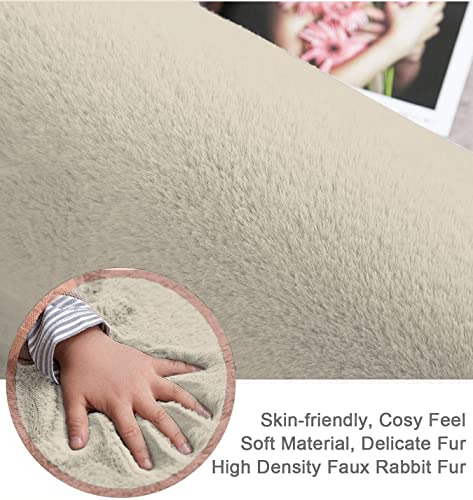 Image of Super Soft Rabbit Fur Silk Wool Carpet Thick and Washable Area Rug for Living Room and Bedroom (Dark Beige, 6 x 9 Feet)