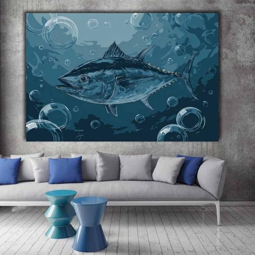 Poster océan thon bleu pour décoration murale de bureau