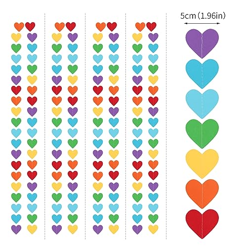 Image of Rainbow Colorful Party-Decorations Heart Garland - 52ft Red Orange Yellow Green Blue Purple Streamers Banner,Boy Girl Kids Birthday Supplies Baby Shower Wedding Welcome Back to School Decor Panduola
