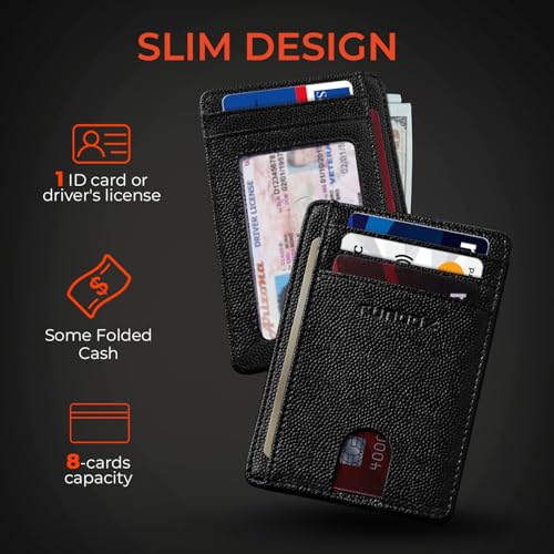 Image of RUNBOX Slim Minimalist Front Pocket RFID Blocking Leather Wallets for Men and Women Card Holder Wallets Gifts for men