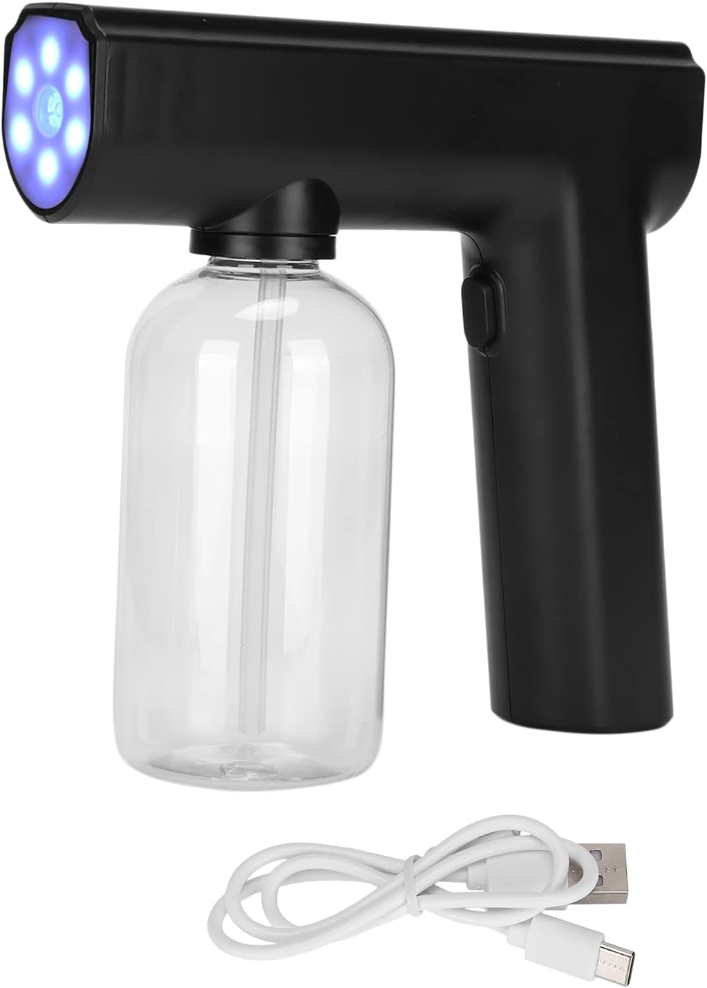 Tiiyee Handheld Steam Sanitizer with Blue Light, Rechargeable Disinfectant Spray Gun 300ml Low Noise Fogger Machine, Disinfectant Misting Machine for Home, Office and School 300ml