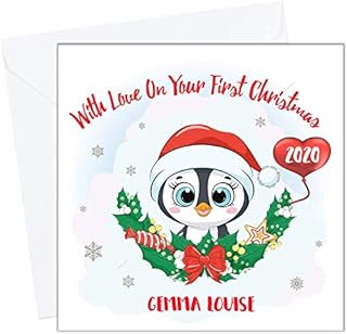 Personalised First Christmas Card Baby Daughter Son Grandson Granddaughter Bump 1st Niece Nephew Godson Goddaughter