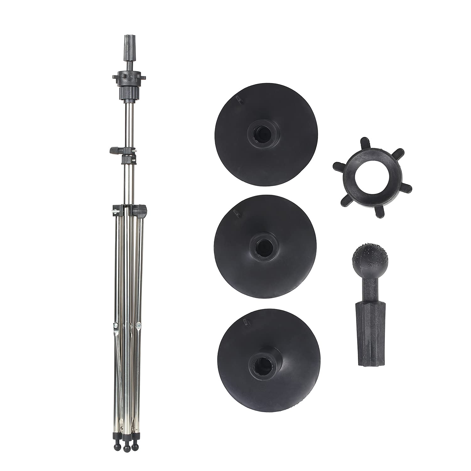 Hingers Aluminum Alloy Adjustable Wig Head Tripod Cosmetology Training Doll Head Stand Mannequin Manikin Head Tripod Wig Stand for Hairdressing Styling Practice