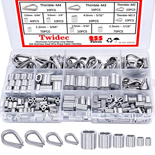 Kit de cable de acero inoxidable 304 de 20 m con tensor M5 tipo gancho y ojo, manguitos para cables y ojales de prensión miniatura 6