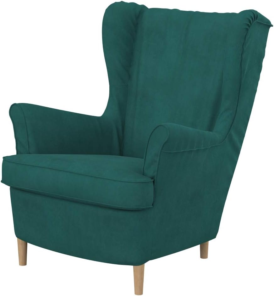 Soferia Replacement Compatible Cover for Strandmon Armchair, Fabric Majestic Velvet Navy