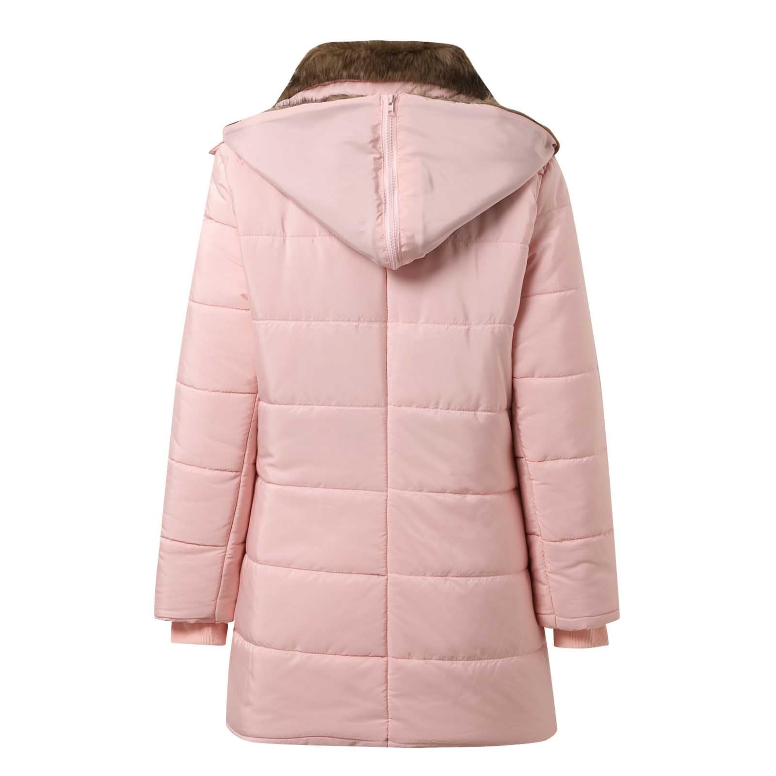 Giacca Autunno Piumini da Donna, Cappotti da Donna, Trench Lungo con Bottoni, Giacca Calda e Spessa, Soprabito Abbigliamento Esterno con Cappuccio Sera