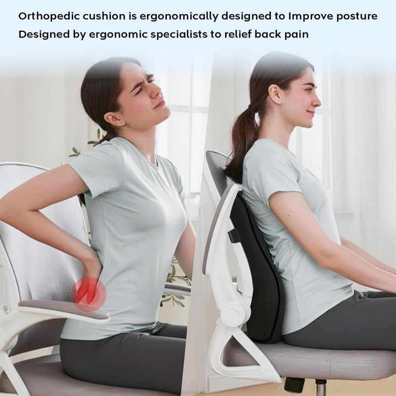 Image of Auto Oprema Back Support for Office Chair |Memory Foam Car Seat Back Support, Orthopedic Lumbar Back Rest for Back Pain Relief - Back Pillow for Sitting