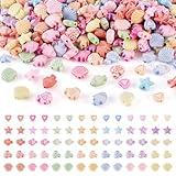 Craftdady 500Pcs Acrylic Seashell Fish Sea Stars Beads Colorful Ocean Theme Sea Animal Bead Cute Heart Spacer Loose Beads for Bracelets Necklaces Jewelry Making DIY Craft, 5 Styles