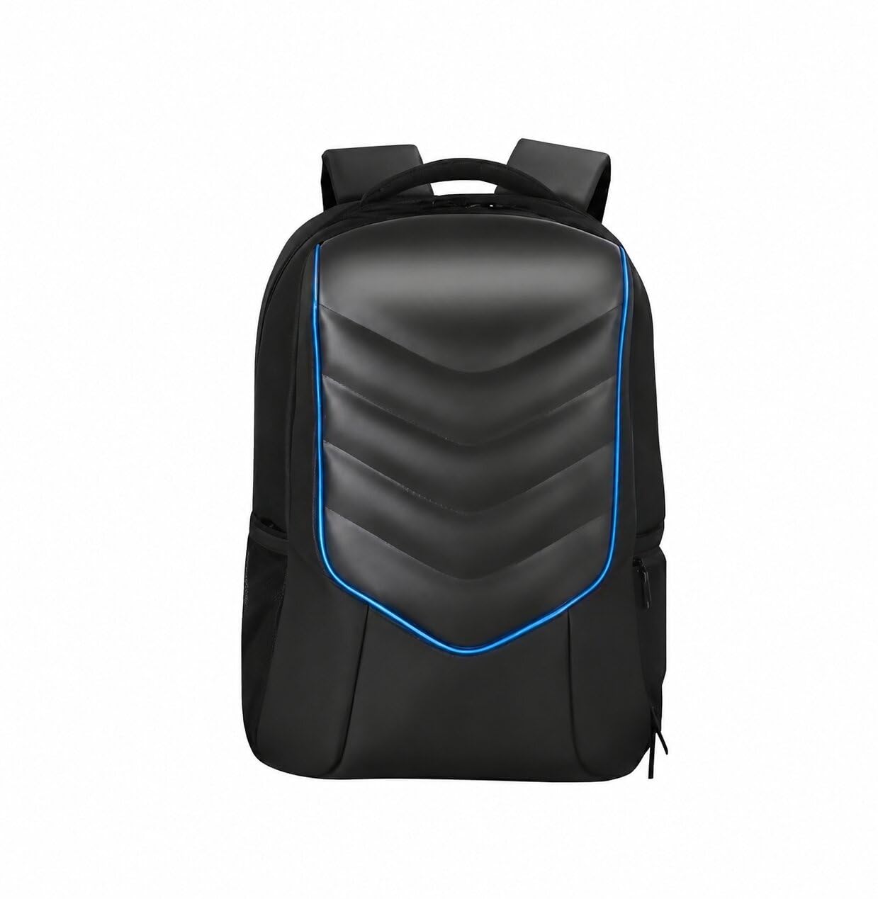 Stylish Laptop Backpack with Hard Shell Front, Black and Blue-picture-24