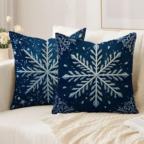Housse de coussin Noël bleu foncé pour décoration de salon chaleureuse - 3