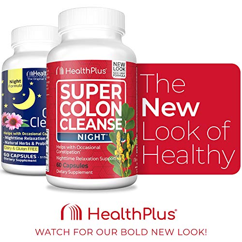 Health Plus Super Colon Cleanse Night Formula Digestive Support | Constipation Relief to Reduce Bloating with Probiotics and Valerian Root for Sleep | More than 1 Cleanse, 60 Capsules - Image 5
