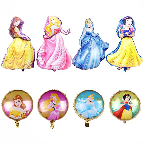 Bxm 8Pcs Disney Princess Balloons For Kids Birthday Baby Shower Princess Theme Decorations #TOP11