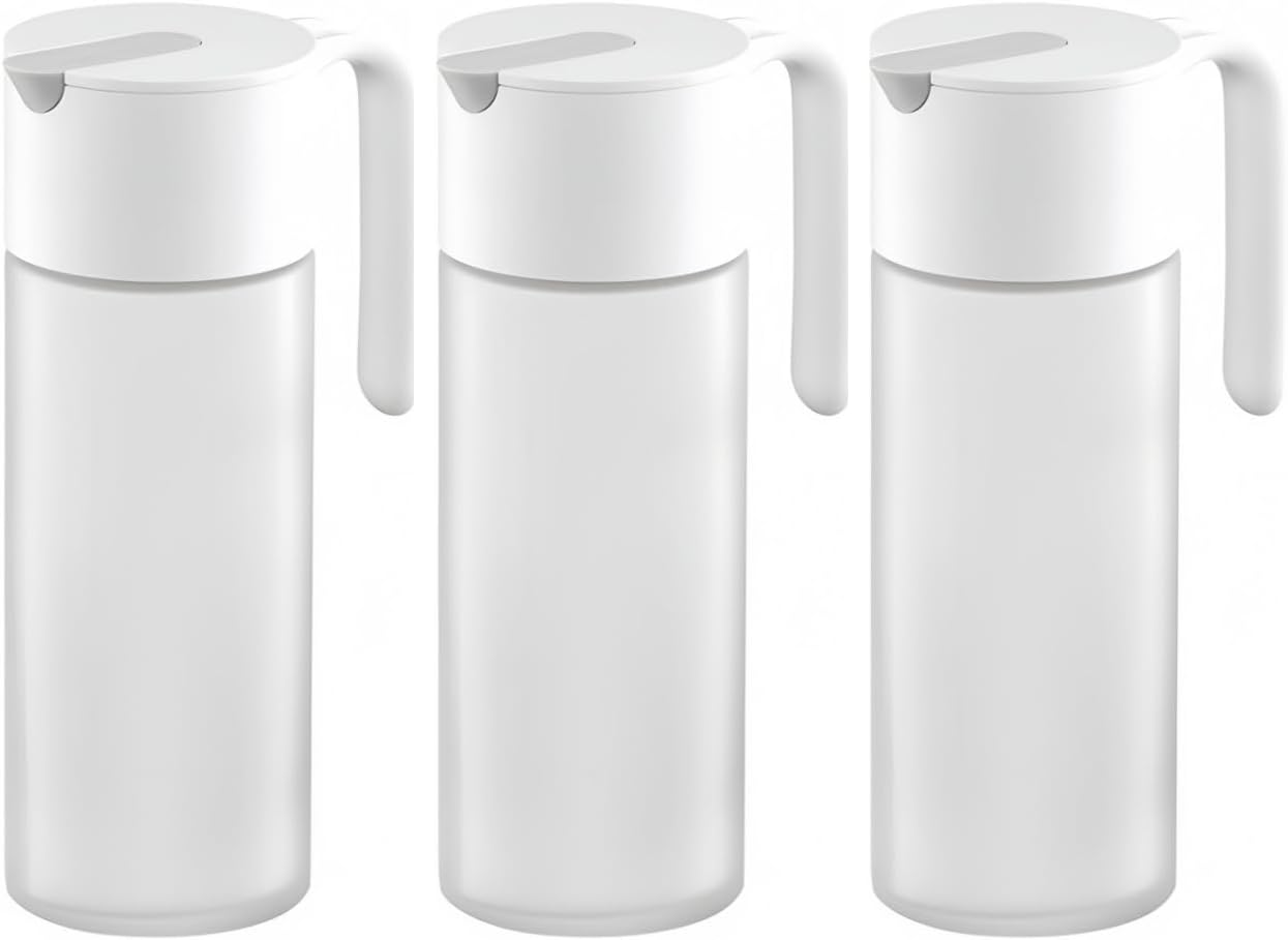 18.5OZ Glass Olive Oil Bottle Dispenser with Automatic Pouring Lid for Kitchen (2PCS)