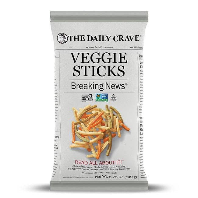 The Daily Crave Veggie Sticks - Potato and Other Vegetable Snack - Case of 8 - 6 oz