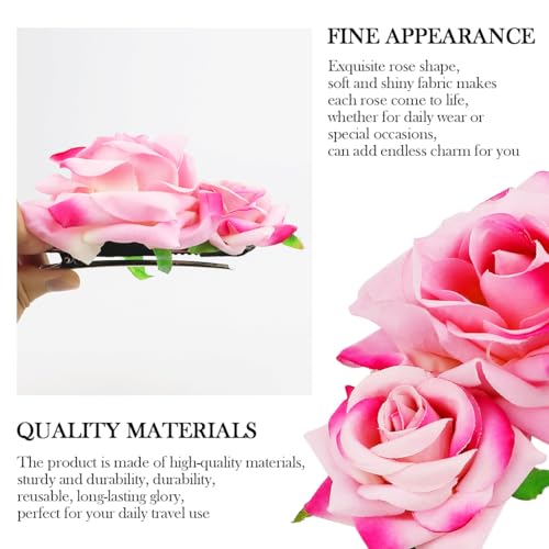ZJIVQO Rose Hair Clip Flower Hairpin Brooch Velvet Ornament Rose Flower Hair Accessories for Woman Girl Ladies Wedding Hair Clip Flamenco Dancer Valentines Day Decoration - Image 3