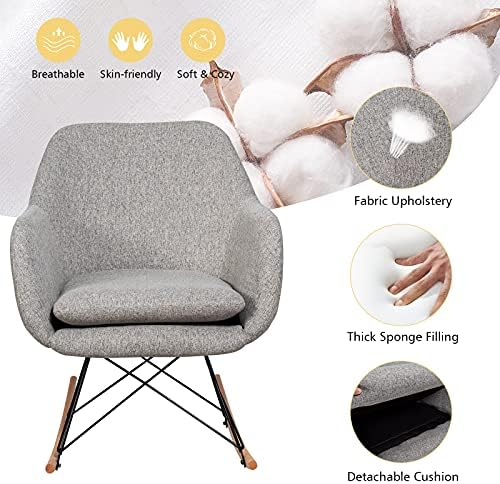 CASART Rocking Chair, Single Sofa Fireside Rocker Armchair, Padded Seat Accent Leisure Relaxing Chair for Living Room, Bedroom, Lounge and Office