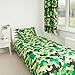 Produktbild Zappi Co Green Camo Camouflage Kinder Jungen Mädchen Schlafzimmer Bettbezug Bettwäsche (167 x 182cm Vorhänge)
