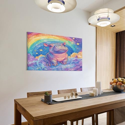 Tableau impression sur toile hippo moderne murale maison - 3