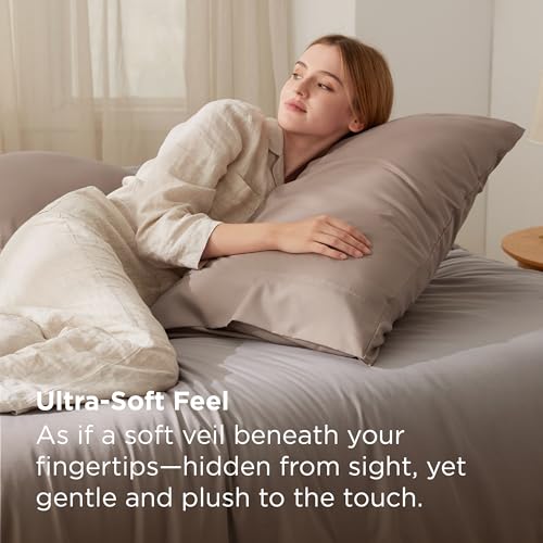 Image of Bedsure Queen Pillow Cases Set of 2 - Khaki Brushed Microfiber Pillowcase 2 Pack, Super Soft Pillowcase, Pillow Case Covers with Envelope Closure for Kids, Wrinkle, Fade Resistant, 20x30 Inches