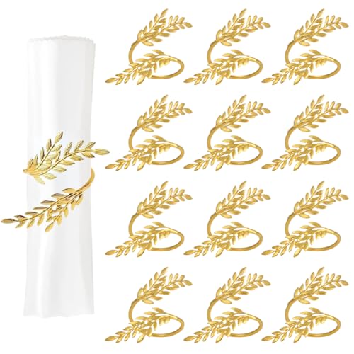 12 Piezas Servilleteros Individuales Dorado Anillos Servilleteros Redondos Anillo de Servilleta de Metal Decoración de Mesa para Bodas Navidad Acción de Gracias Cumpleaños