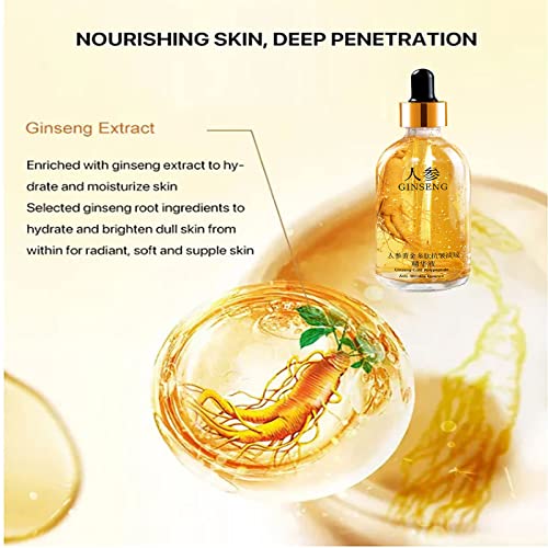 Ginseng Anti Aging Essence, Ginseng Anti Wrinkle Serum, Ginseng Polypeptide Anti-Ageing Essence, Gold Ginseng Face Serum, One Ginseng Per Bottle, Ginseng Essential Oil Reduce Fine Lines (2 Bottles) #TOP4