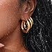LUVA Chunky Statement Hoop Earrings, 18K Gold Plated Hoops For Women, Waterproof, Trendy Hoop Earrings, Stainless Steel (25 mm)