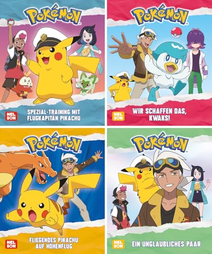 Nelson Mini-Bücher: 4er Pokémon: Pikachu 9–12: 4 Vorlesegeschichten mit Pikachu | TV-Folgen im Mitnahmeformat spannend nacherzählt für Kinder ab 3 Jahren