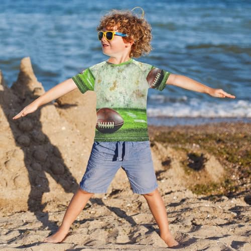 Boys Short Sleeve T-Shirts Grunge Rugby Football Sport Rashguard Kids Swim Shirts Sun UPF 50+4