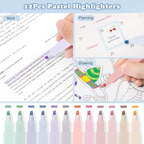 Image of MoKo Pencil Case with Supplies, 60Pcs Aesthetic School Set, Blue | Includes highlighters, gel and ballpoint pens, mechanical pencils, refills, sticky notes, correction tapes and rulers.
