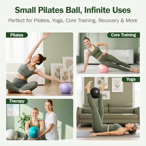 Image of Slim Panda Pilates Ball, 9 Inch Small Exercise Ball, Anti Burst Mini Yoga Ball for Stability, Workout, Barre, Core Strength, Physical Therapy, Balance, Stretching