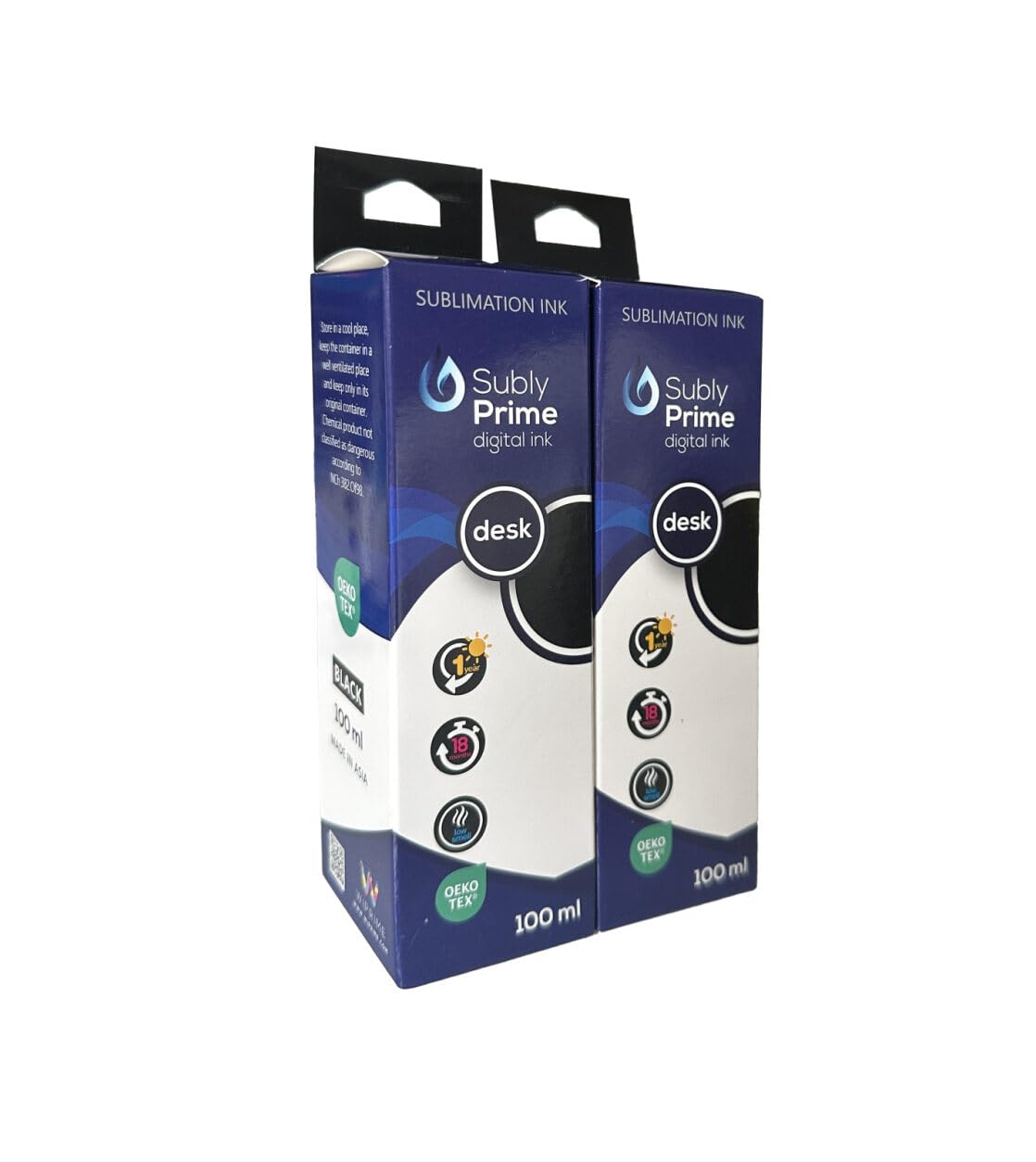 WIPRIME Sublimation Ink Refill - 2-Pack 100ml Black for Printers | Heat Transfer Ink for T-Shirts, Mugs & More