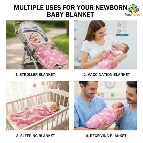 Image of Ultra-Soft Baby Hooded Blanket | Newborn Baby Wrapping || Coral Fleece Material Hypoallergenic | Towel Cum Blanket with Teddy Design (0-3Years) (Light Pink)