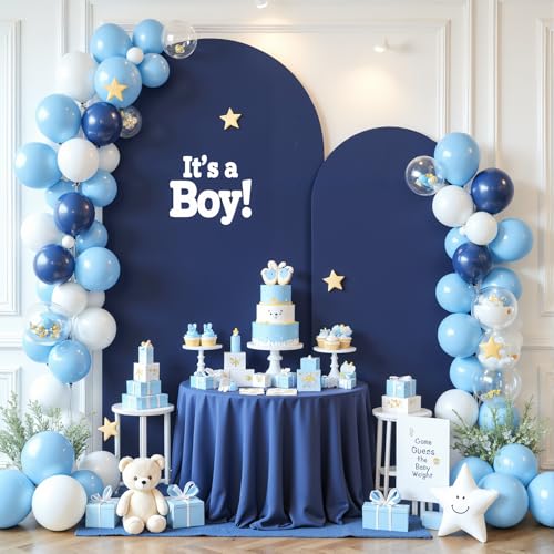 Image of Navy Blue Arch Cover 2 Set-7.2FT, 6FT Arch Backdrop Cover Spandex Fitted Wedding Arch Stand Covers for Bridal Shower Wedding Baby Shower Birthday Party Banquet Photo Background Decorations