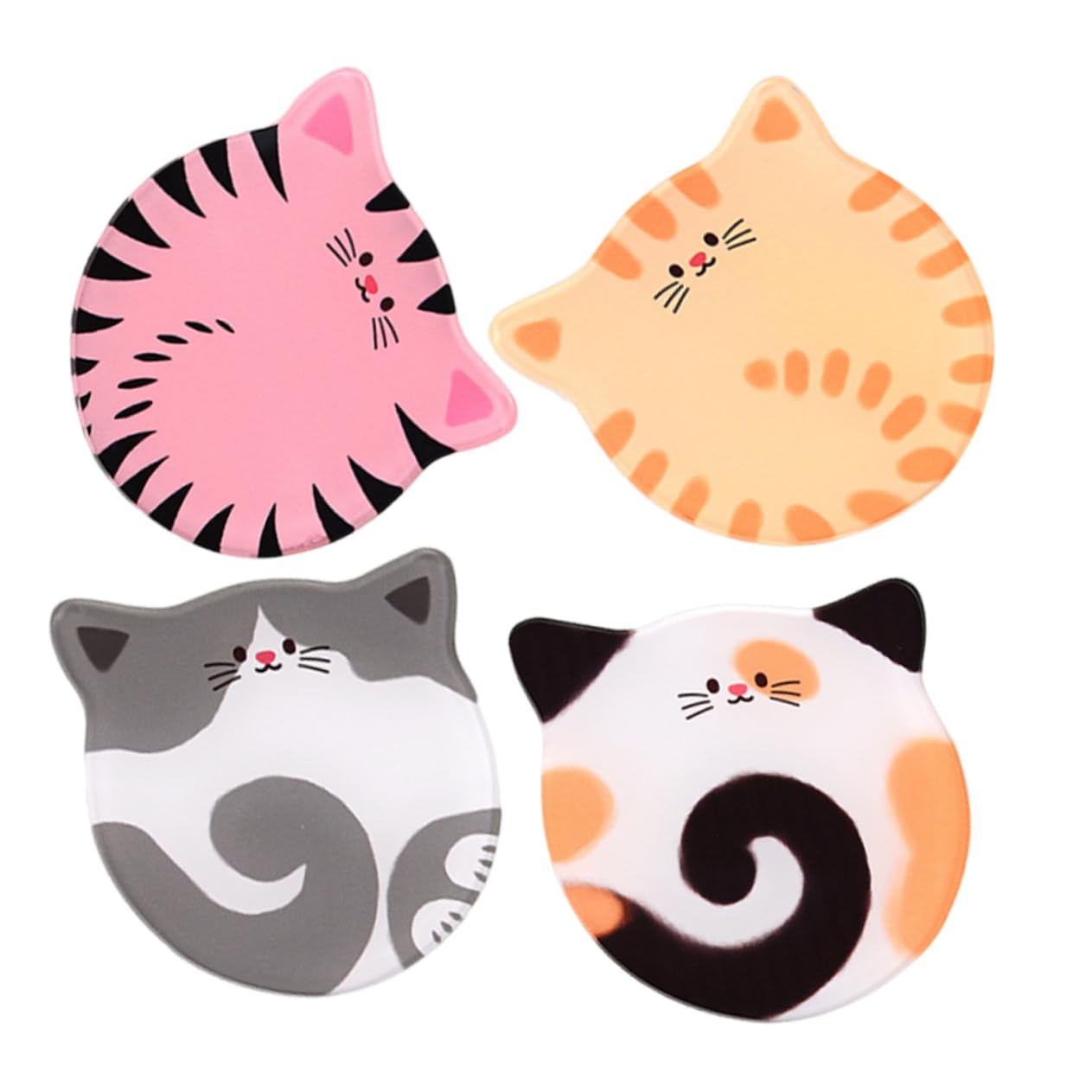 BESTOYARD 16piezas Posavasos Acrílicos Diseño De Gato Antideslizantes para Bebidas Café y Cerveza Decoración Moderna para