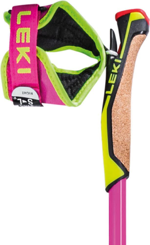 LEKI Prc 750 Pink Bâton de ski de fond robuste et léger en carbone Taille 135 cm Couleur rose fluo Jaune fluo Noir