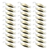 NOLITOY 30 Stück Teiliges Angelköder Gold Metall Löffelköder mit Haken Metall Köder für Barsch Forelle Flussbarsch Geeignet für Süß Salzwasser Reflektierende Oberfläche für Höhere Fangrate