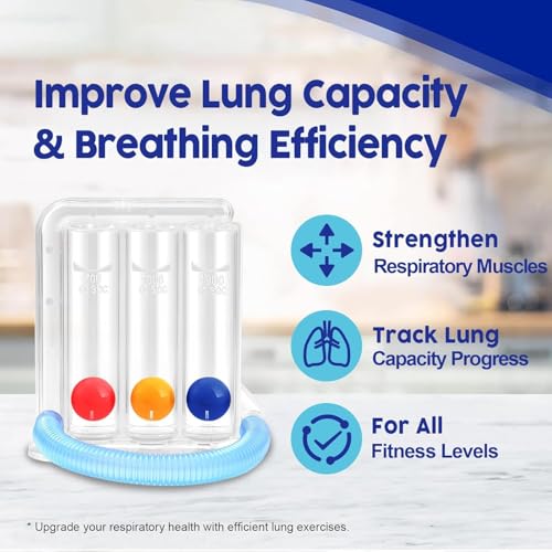 Image of Dr. Care 3 Ball Spirometer for Chest BreathFull Breathing Exerciser- Measure & Observe Progress of Deep Breathwork Lung Workout - 3 Chamber Incentive Style Spirometer- Restore Inhale /Exhale Balance - Improve Lung strength