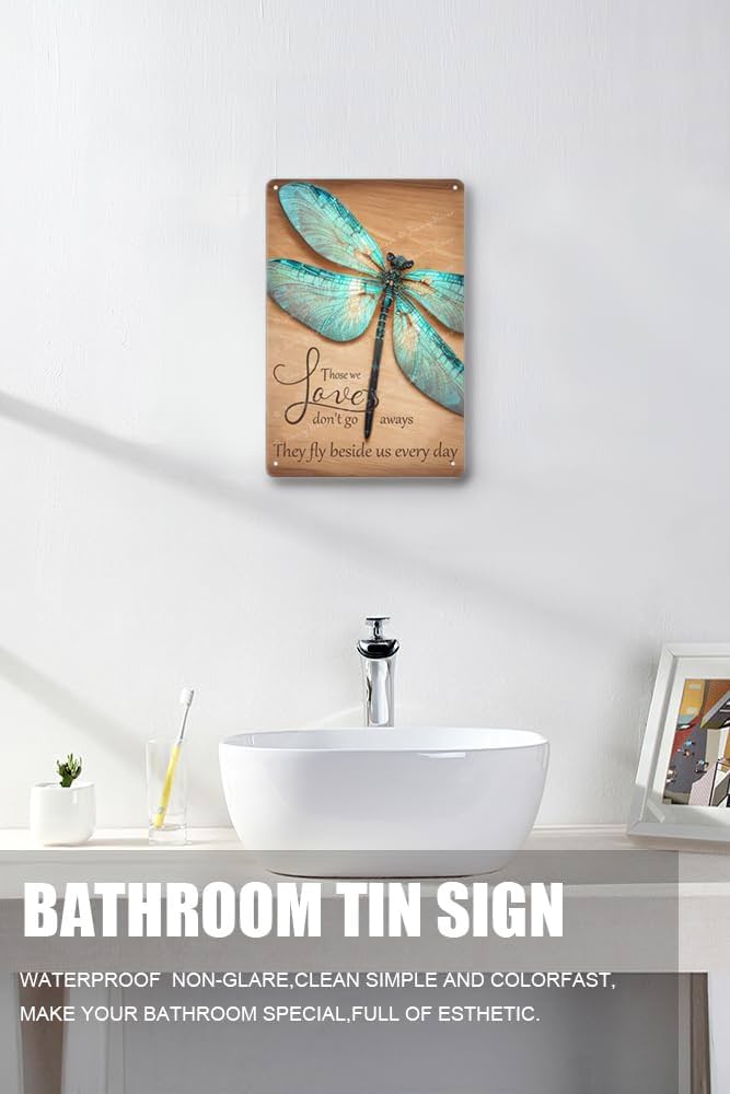 Targa In Metallo Cusde Con Libellula E Scritta Inglese – Those We Love Don't Go Away... Decorazione Parete Vintage 20x30 Cm