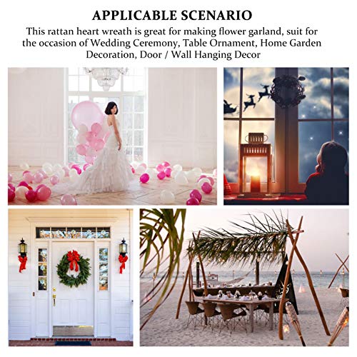 Healifty Natural Twig Wreath 2pcs Natural Grapevine Wreaths DIY Heart Shape Rattan Wreath Rustic Wicker Wall Decoration for Wedding Valentines Day Front Door Display Love Heart Wreath - Image 4