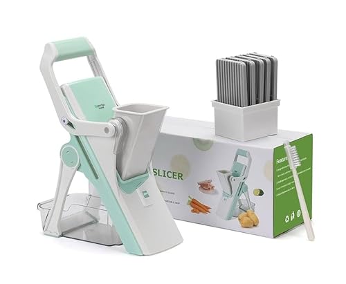 Vegetable Chopper Adjustable Mandoline Slicer with 4 Interchangeable Blades –