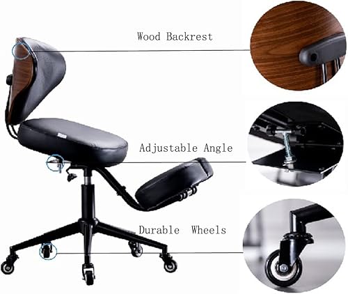 Miniatura 2 de Silla ergonómica de rodillas con soporte de espalda, silla de postura ajustable, silla de oficina para aliviar el dolor de espalda, altura y ángulo