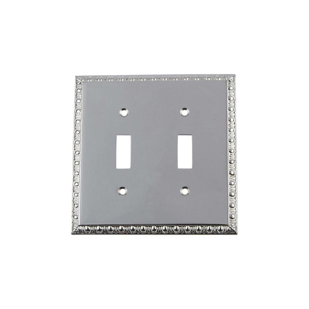 Nostalgic Warehouse 719903 Egg and Dart Switch Plate with Double Toggle, Bright Chrome
